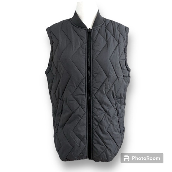 Jack and Jones Puffer Vest Chevron Quilted Nylon Grey Size M - Picture 1 of 17